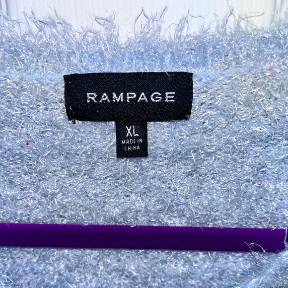 Rampage, Soft, fuzzy, ice princess, Y2K, blue and silver sparkly sweater - Picture 2 of 2